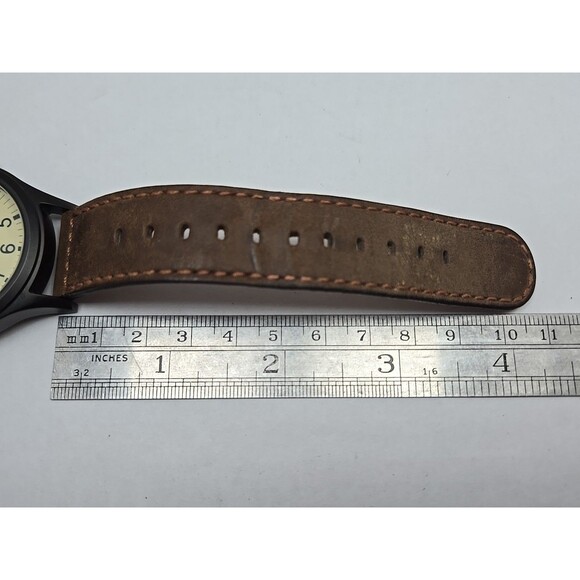 Timex Expedition Scout 40mm Cream Date Field Watch Brown Leather New Battery - Picture 8 of 13